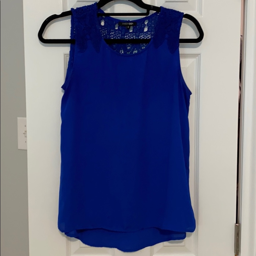 Cobalt Blue with Lace Papermoon High Low Tank  M